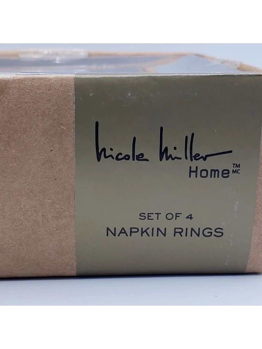Nicole Miller Home New Pumpkin Head Napkin Ring Holders 4 White Black NIB